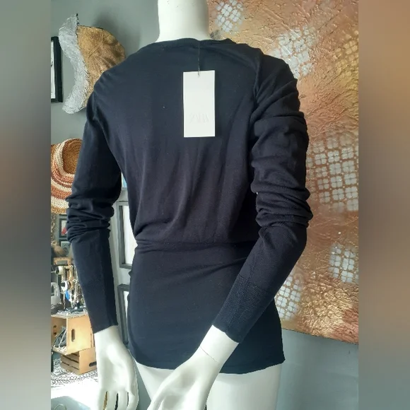 Nwt Zara Silk/Cotton Blend Tie Waist Sweater - Picture 6 of 15